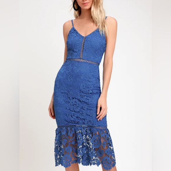 Lulus Dresses & Skirts - Lulus Taliah Blue Lace Midi Dress.  NWOT